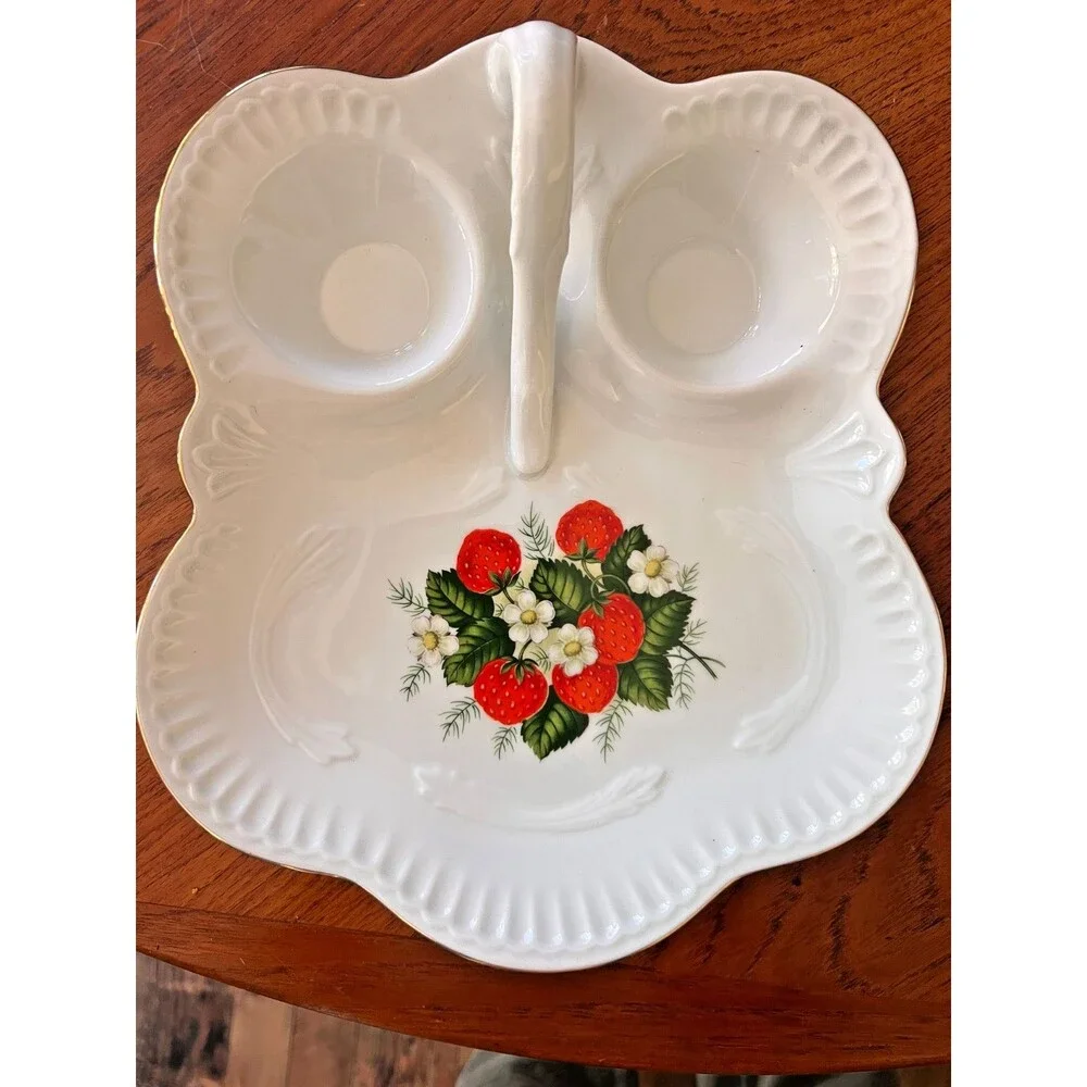 Vintage Gerold Porzellan Bavaria Strawberry Creamer Sugar Bowl Tray Set, West Ge